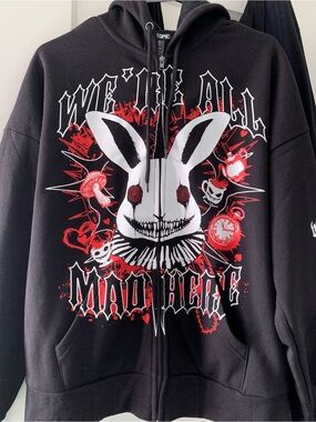 Hot Topic Black and Red We’re All Mad Here Sweater